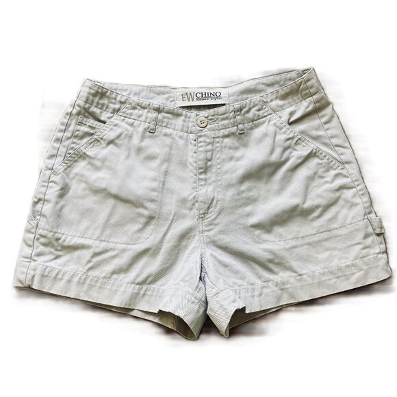 Easy Wear Chino Carpenter Shorts Stone Beige Mid-Rise Vintage 90s 32" Waist - Picture 1 of 7